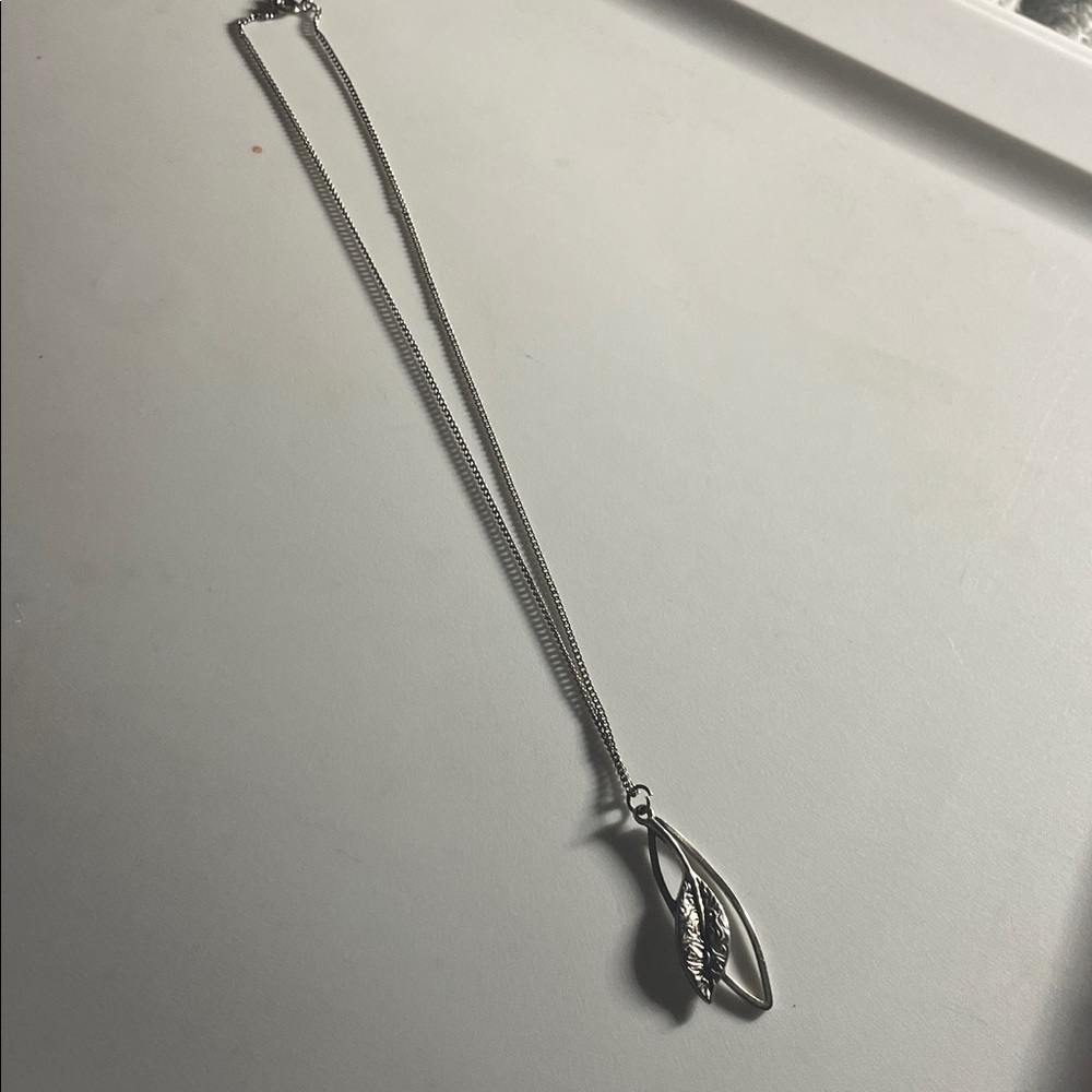 Silver Leaf Pendant Necklace - Women's Jewelry